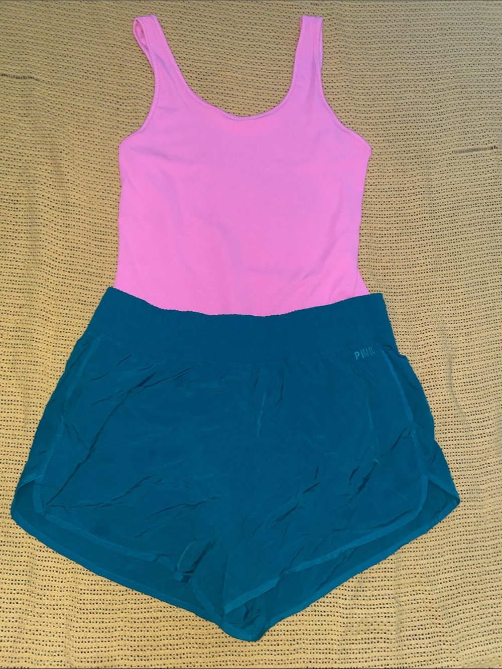 Womens Teal Athletic Shorts Built In Brief by PINK Victoria's Secret XL